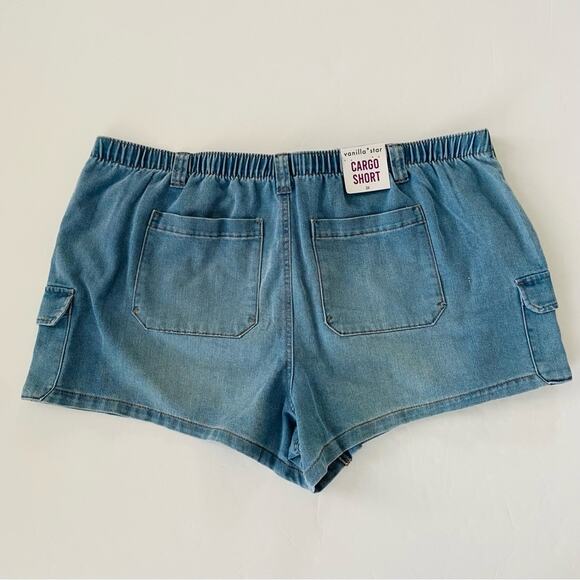 Vanilla Star | Cargo Short Drawstring Waist Side Pockets Light Wash NWT 3X - Picture 4 of 10